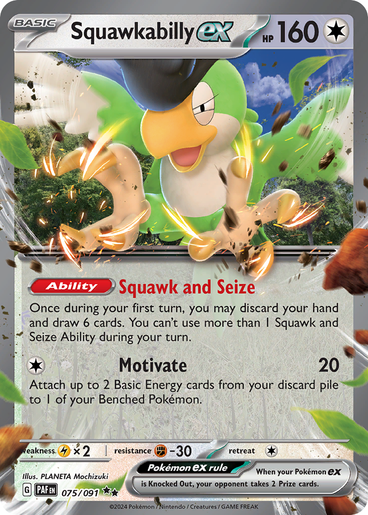 Squawkabilly ex 75/91 — English Pokémon Paldean Fates (2024)