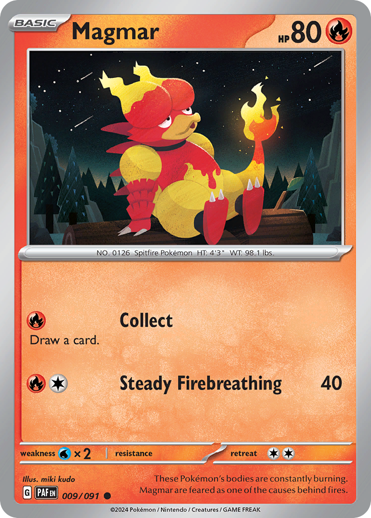 Magmar 9/91 — English Pokémon Paldean Fates (2024)