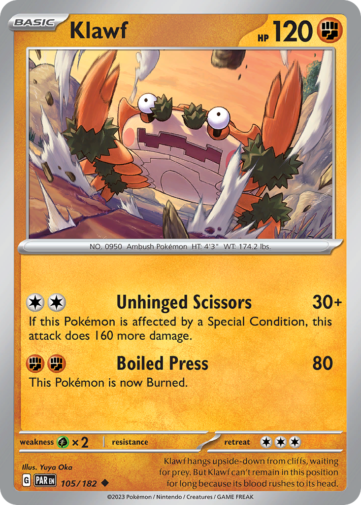 Klawf 105/182 — English Pokémon Paradox Rift (2023)