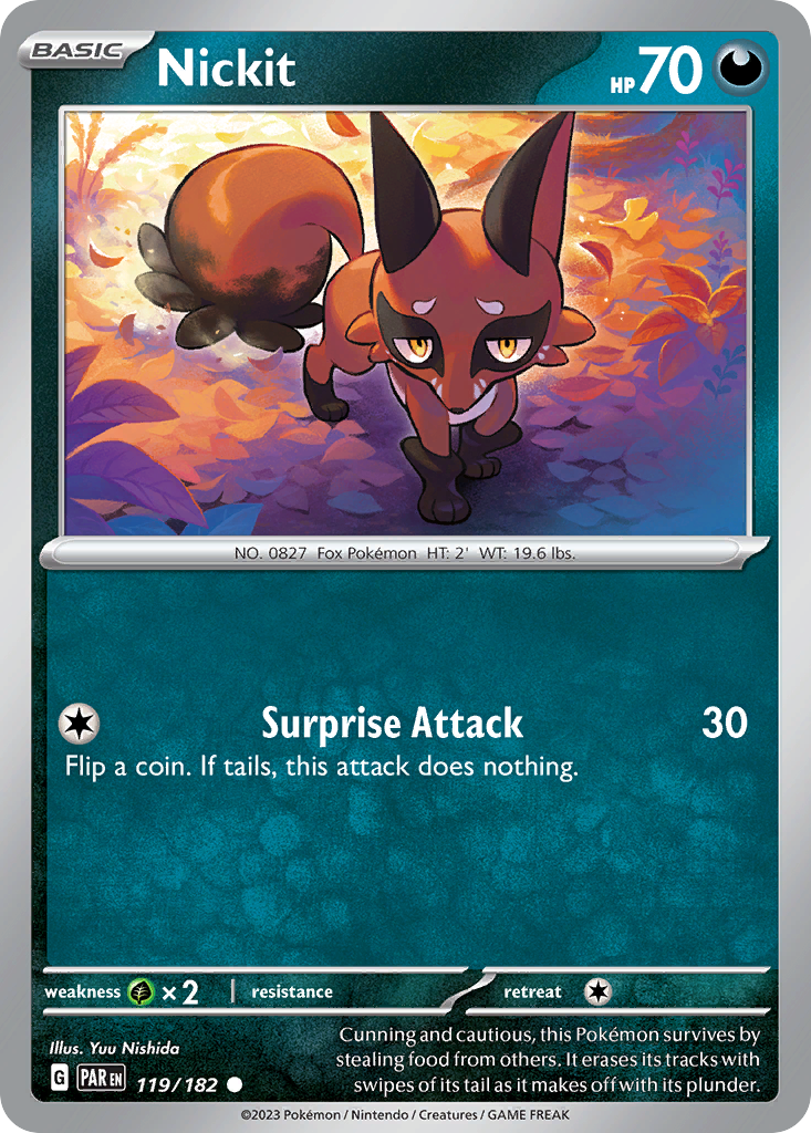 Nickit 119/182 — English Pokémon Paradox Rift (2023)