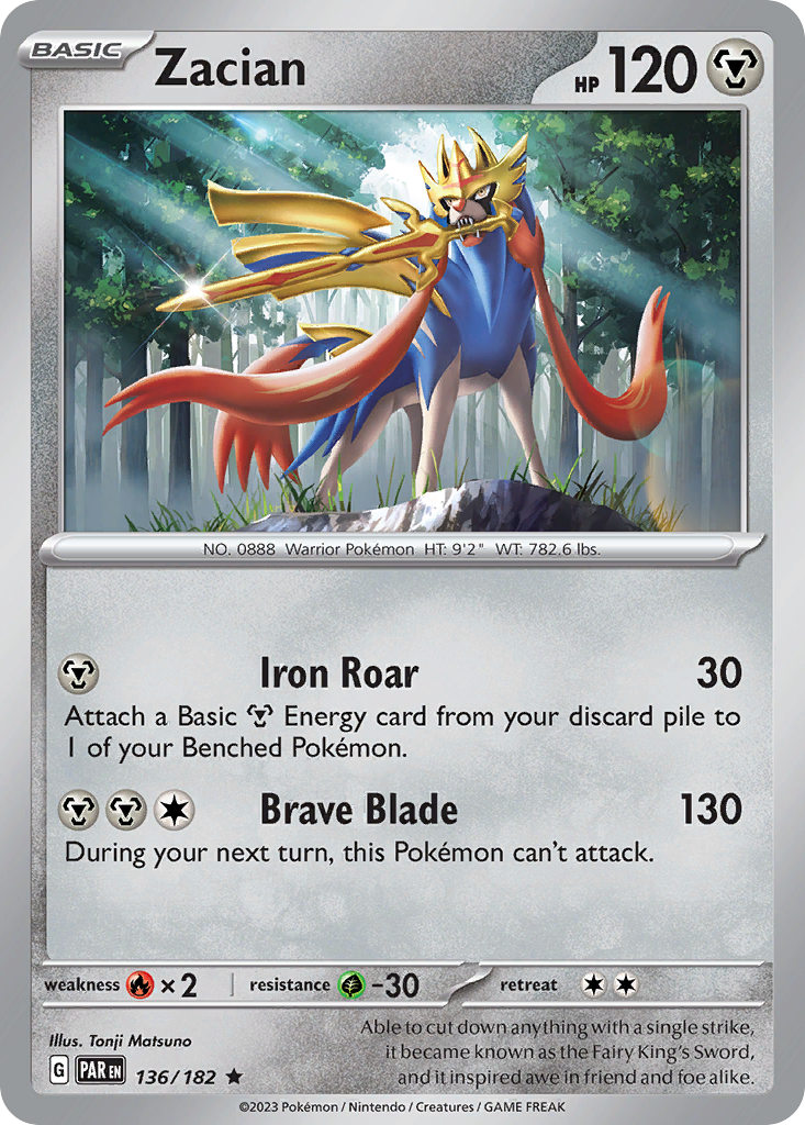 Zacian 136/182 — English Pokémon Paradox Rift (2023)