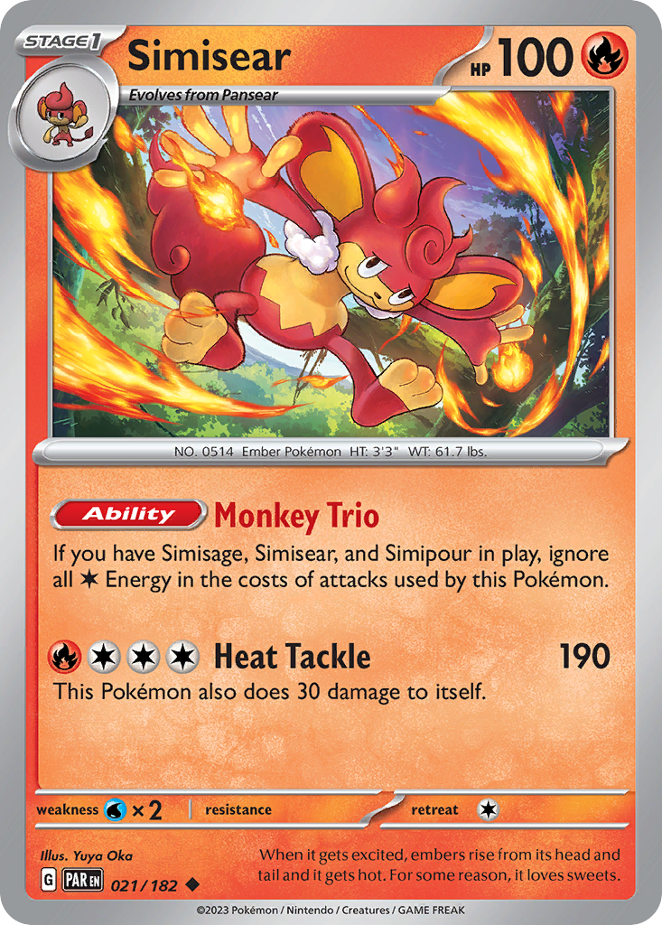 Simisear 21/182 — English Pokémon Paradox Rift (2023)