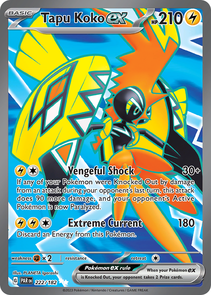 Tapu Koko ex 222/182 — English Pokémon Paradox Rift (2023)