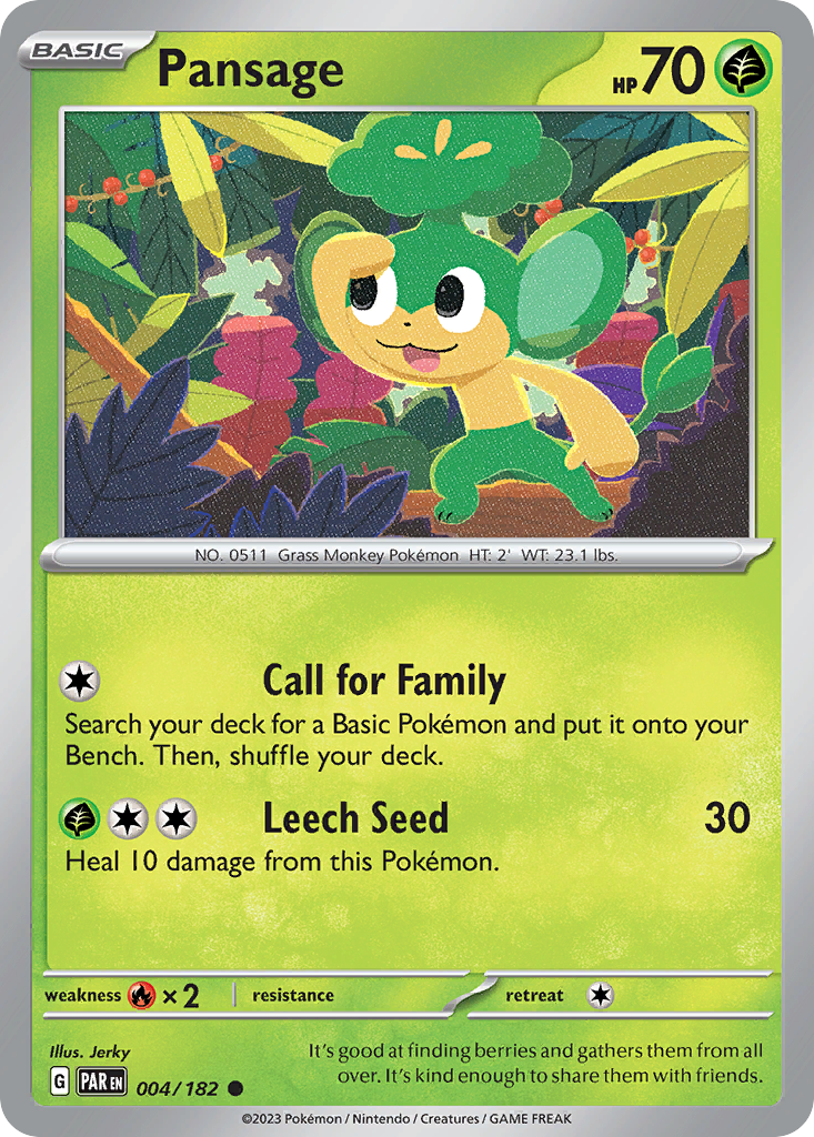 Pansage 4/182 — English Pokémon Paradox Rift (2023)