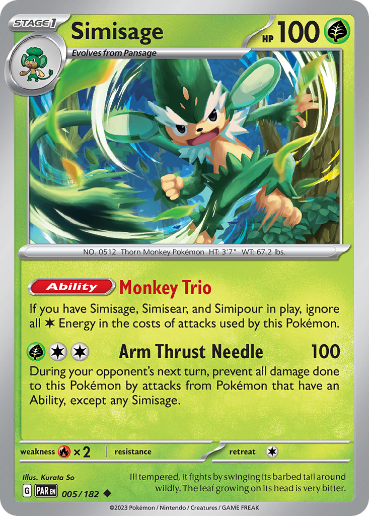 Simisage 5/182 — English Pokémon Paradox Rift (2023)