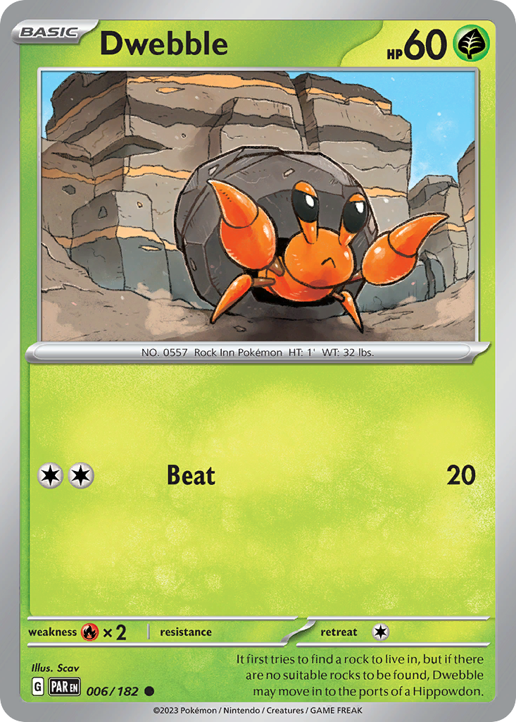 Dwebble 6/182 — English Pokémon Paradox Rift (2023)