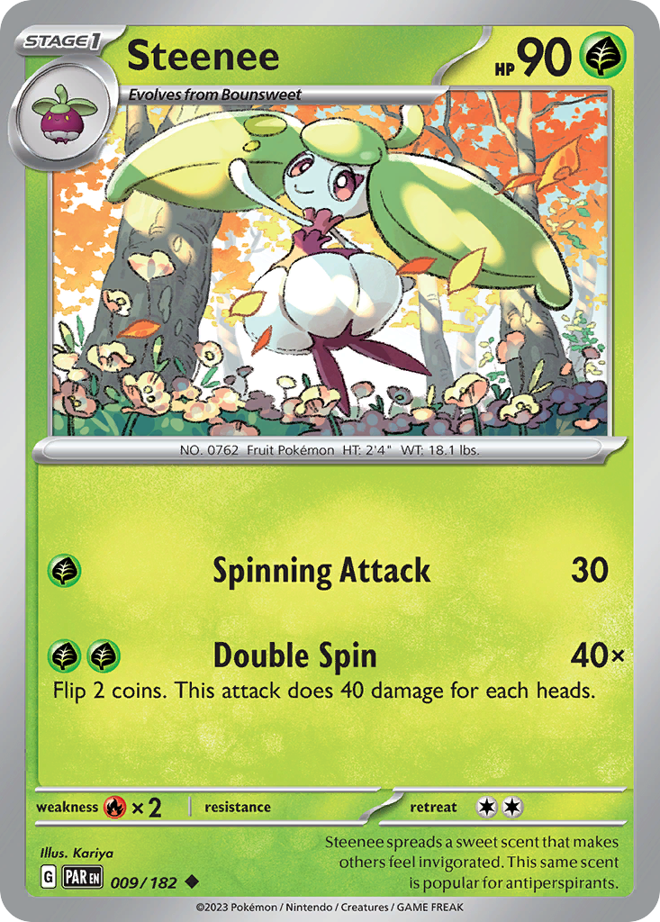 Steenee 9/182 — English Pokémon Paradox Rift (2023)