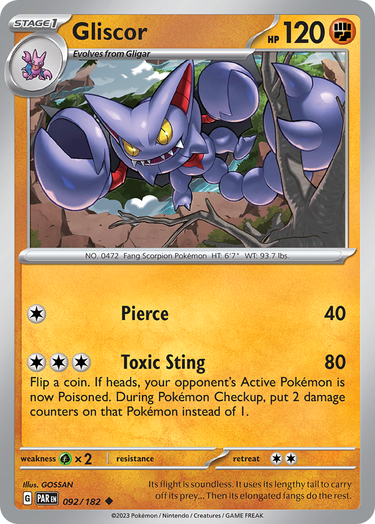 Gliscor 92/182 — English Pokémon Paradox Rift (2023)