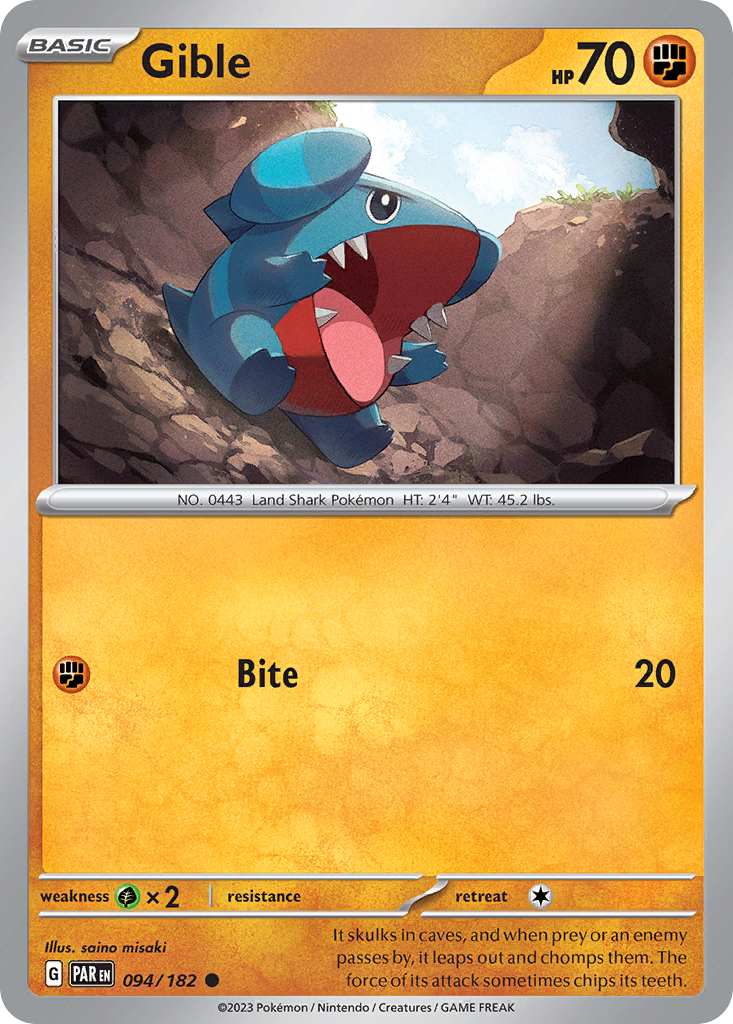 Gible 94/182 — English Pokémon Paradox Rift (2023)