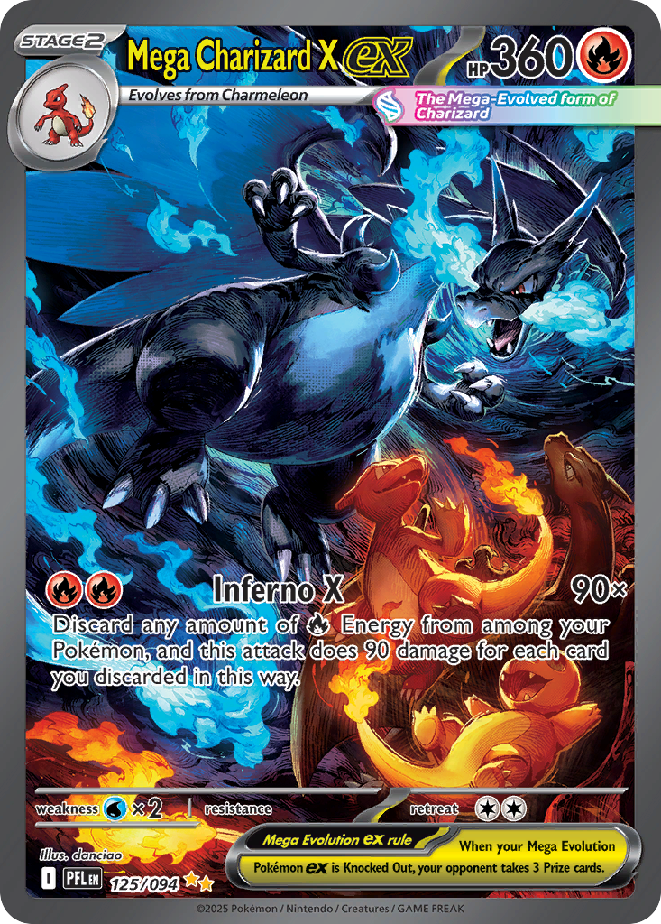 Mega Charizard X ex 125/94 — English Pokémon Phantasmal Flames (2025)