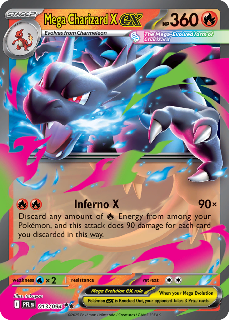 Mega Charizard X ex 13/94 — English Pokémon Phantasmal Flames (2025)