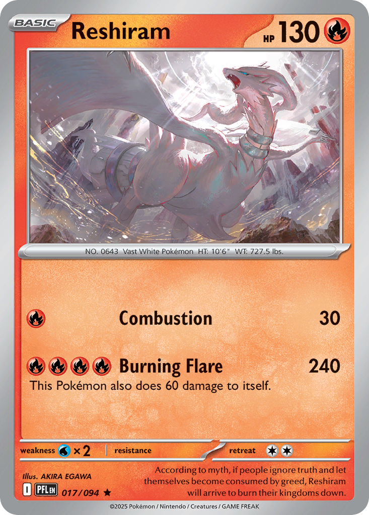 Reshiram 17/94 — English Pokémon Phantasmal Flames (2025)