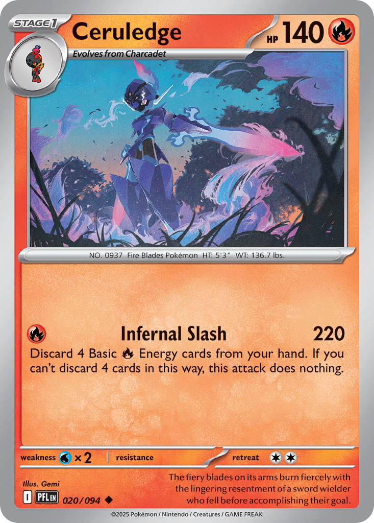 Ceruledge 20/94 — English Pokémon Phantasmal Flames (2025)