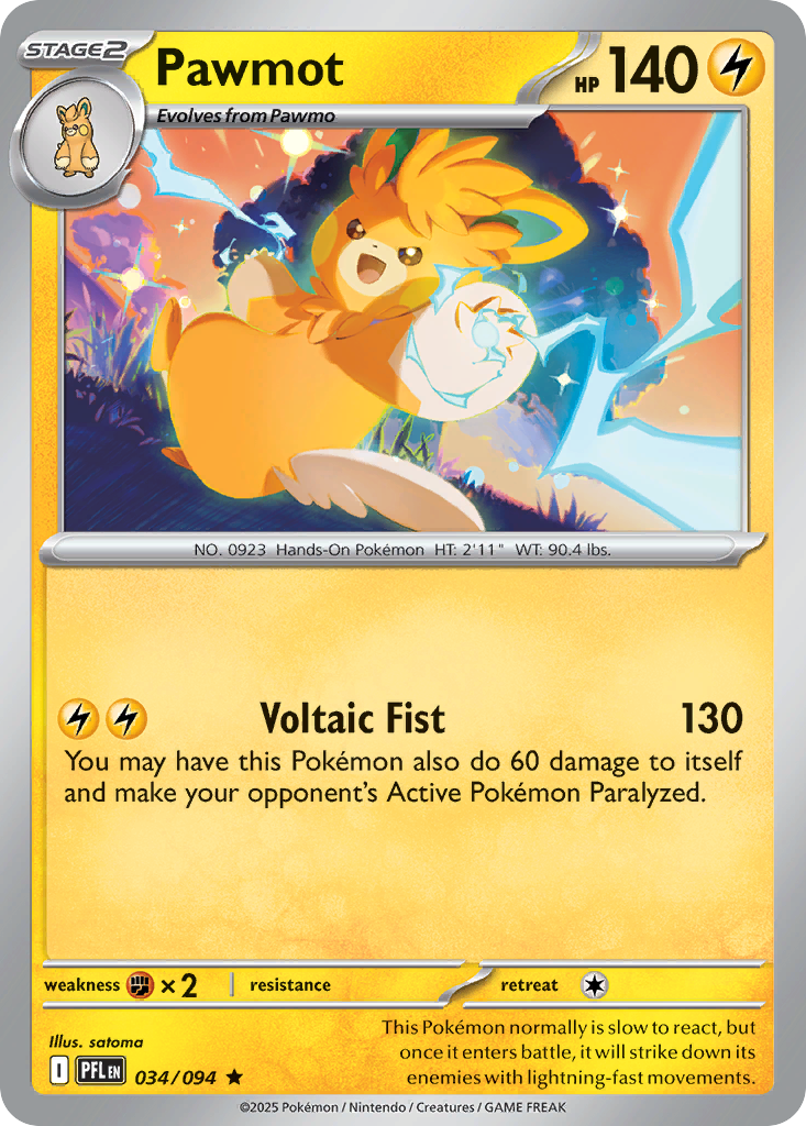 Pawmot 34/94 — English Pokémon Phantasmal Flames (2025)