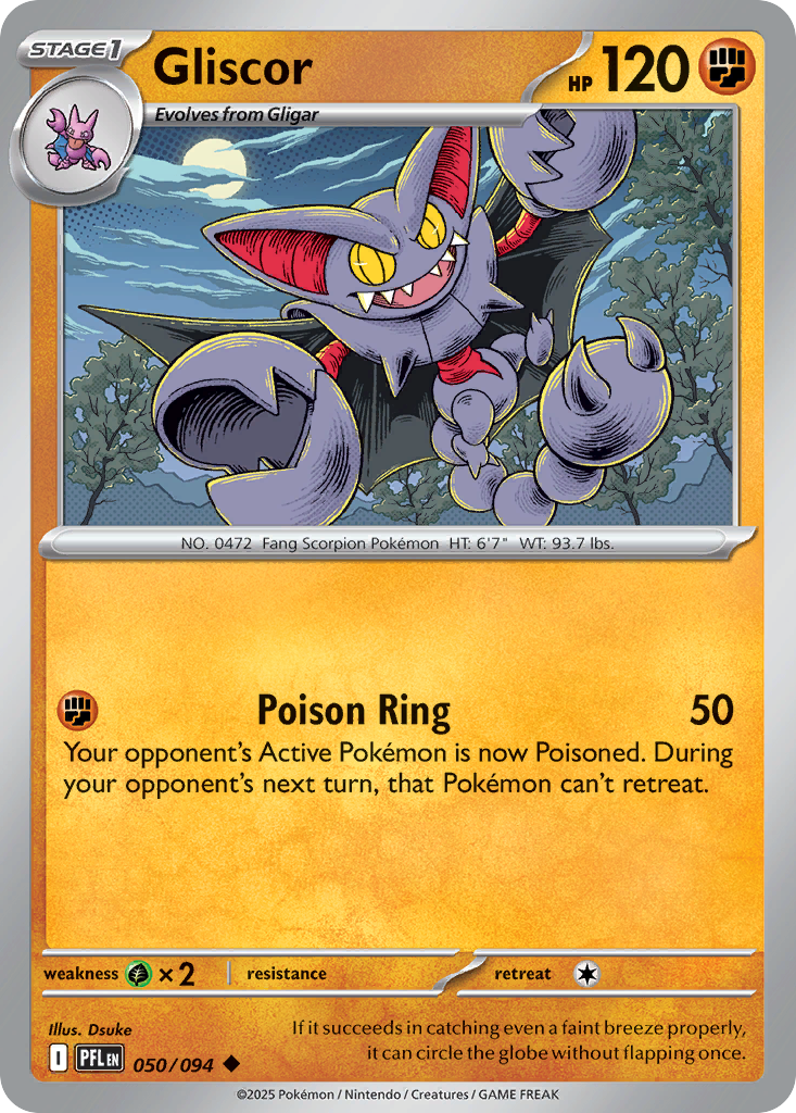 Gliscor 50/94 — English Pokémon Phantasmal Flames (2025)