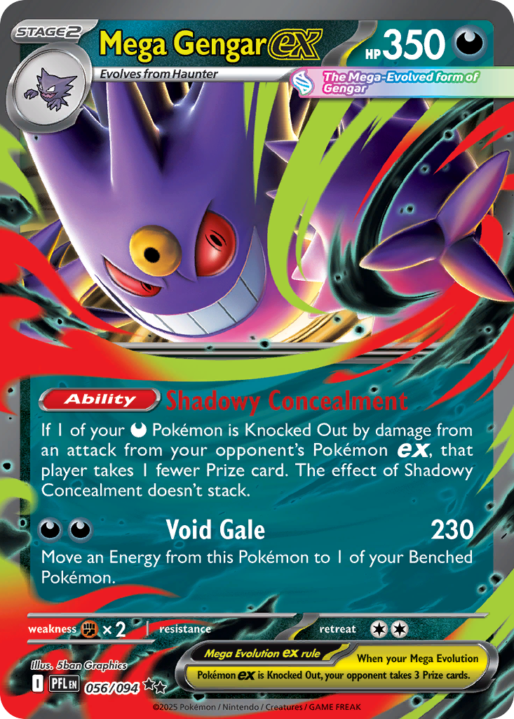 Mega Gengar ex 56/94 — English Pokémon Phantasmal Flames (2025)