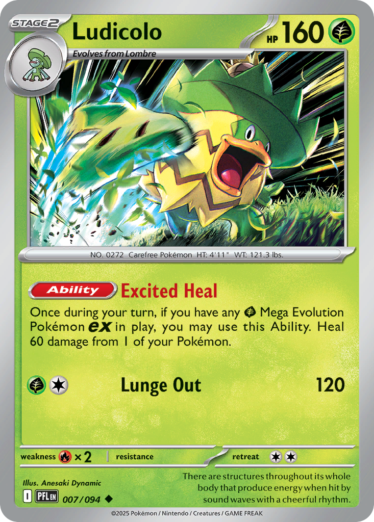 Ludicolo 7/94 — English Pokémon Phantasmal Flames (2025)