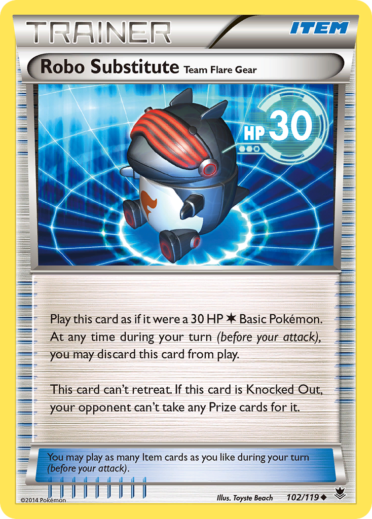 Robo Substitute Team Flare Gear 102/119 English Pokémon card from Phantom Forces (2014)