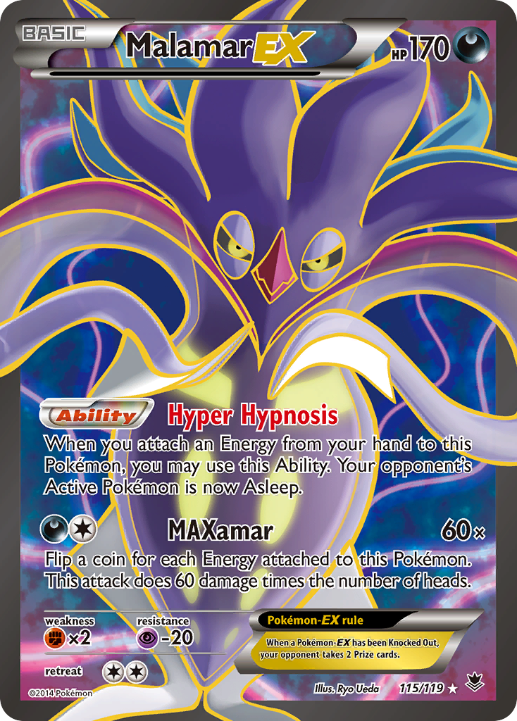 Malamar-EX 115/119 English Pokémon card from Phantom Forces (2014)