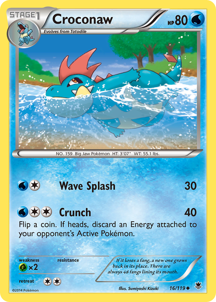 Croconaw 16/119 English Pokémon card from Phantom Forces (2014)