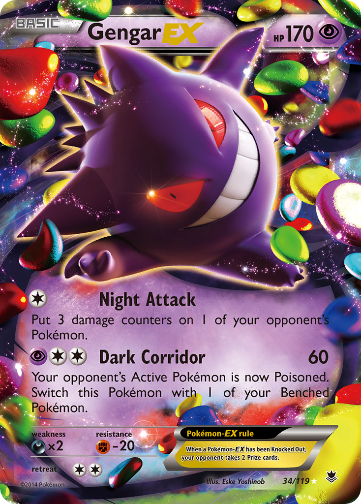 Gengar-EX 34/119 English Pokémon card from Phantom Forces (2014)