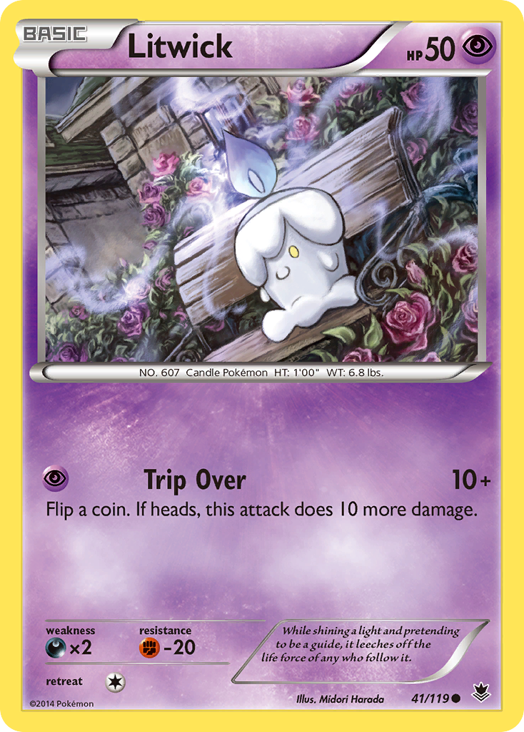 Litwick 41/119 English Pokémon card from Phantom Forces (2014)