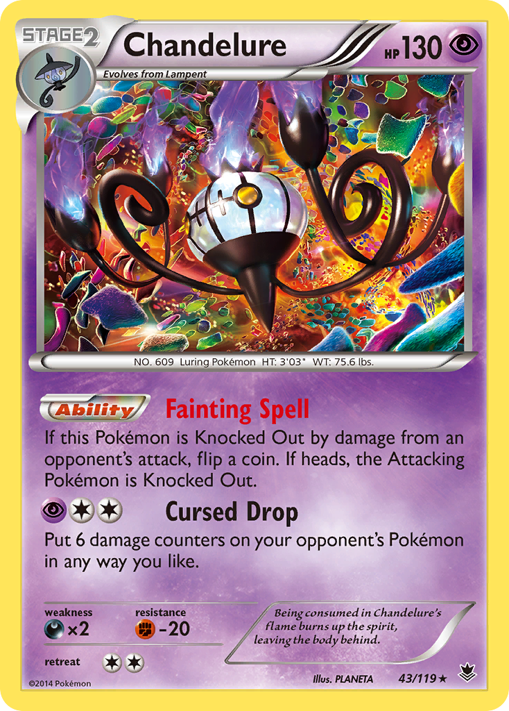 Chandelure 43/119 English Pokémon card from Phantom Forces (2014)