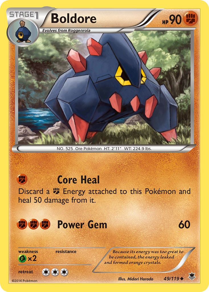 Boldore 49/119 English Pokémon card from Phantom Forces (2014)
