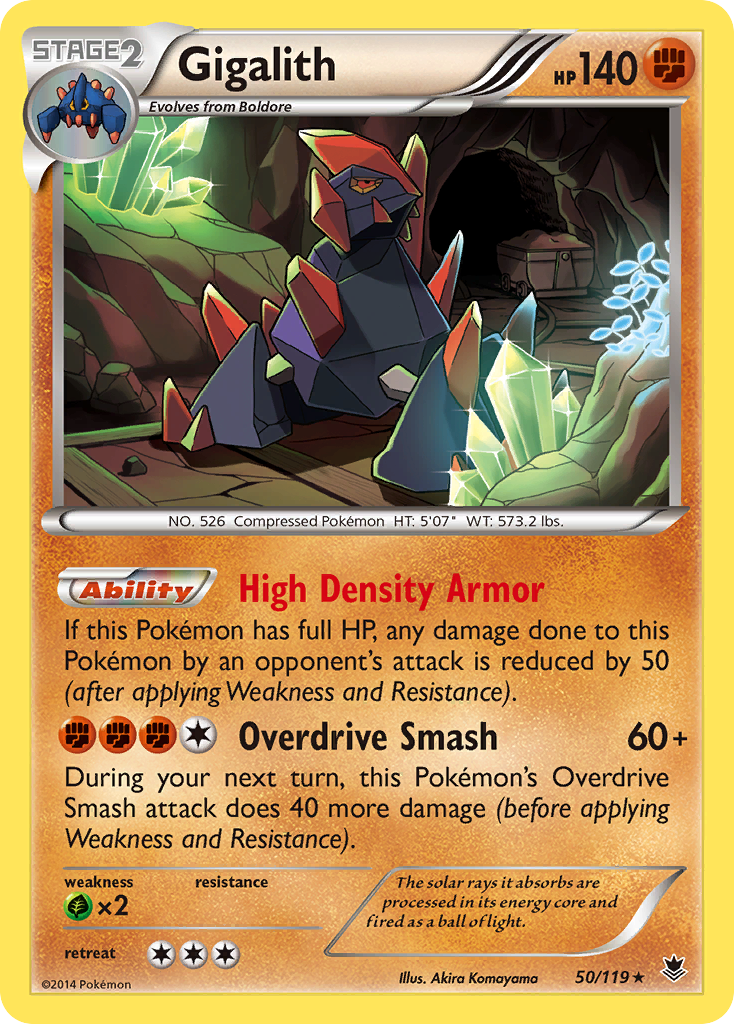 Gigalith 50/119 English Pokémon card from Phantom Forces (2014)