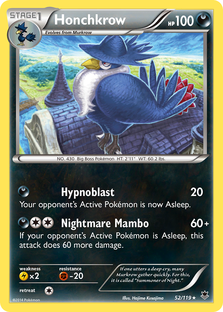 Honchkrow 52/119 English Pokémon card from Phantom Forces (2014)