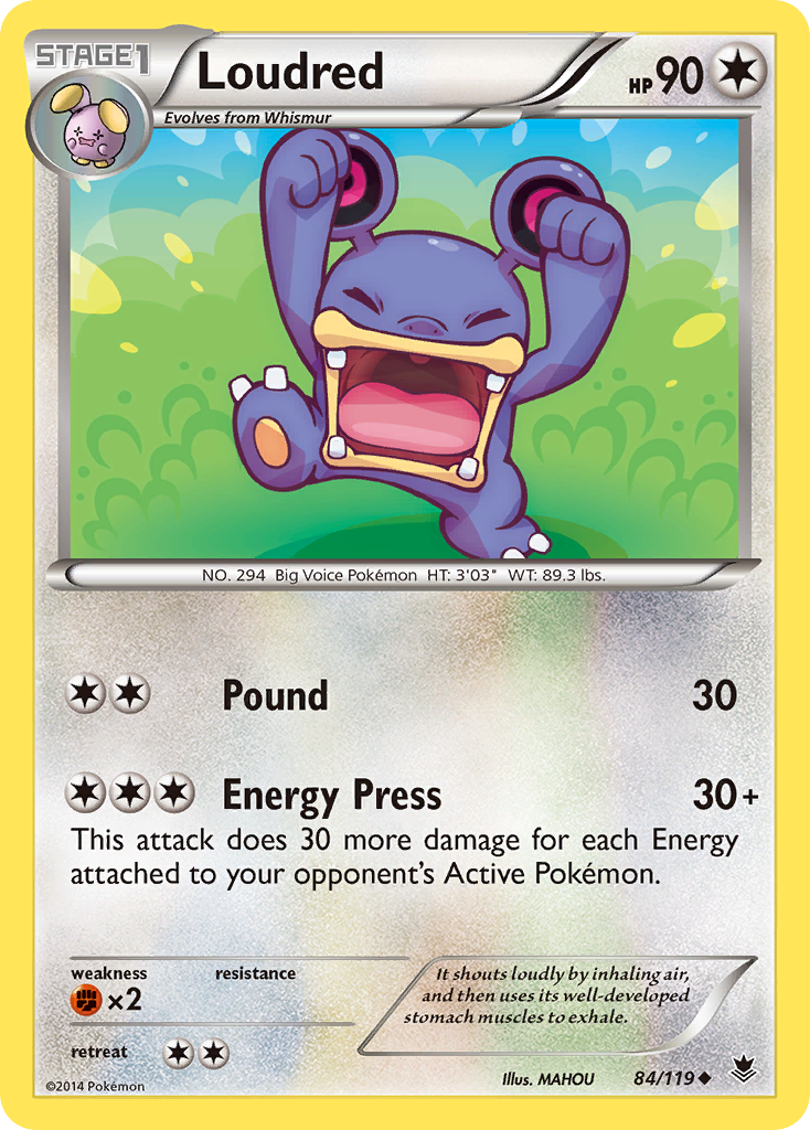 Loudred 84/119 English Pokémon card from Phantom Forces (2014)