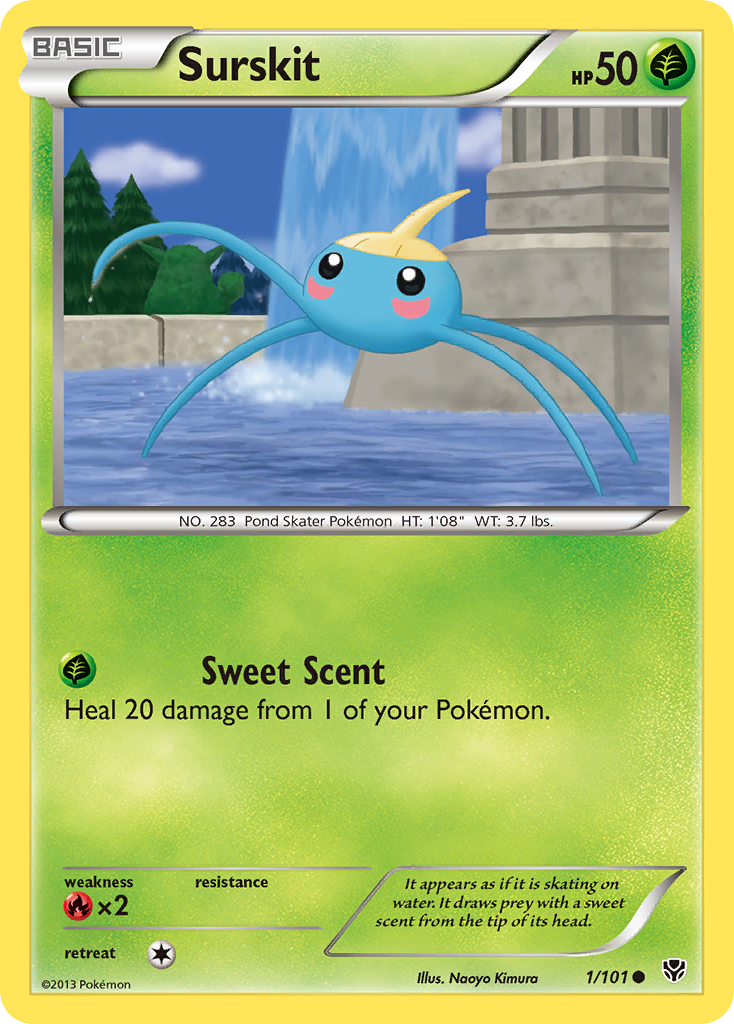 Surskit 1/101 Pokémon card from Plasma Blast (2013), English Common
