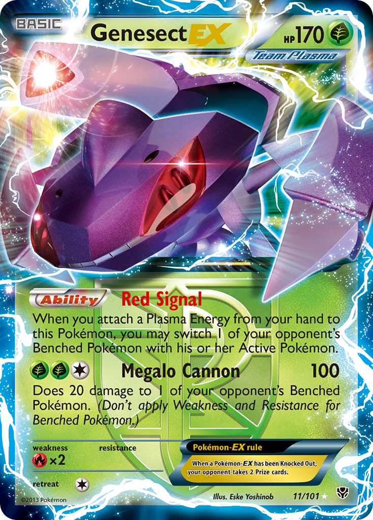Genesect-EX 11/101 Pokémon card from Plasma Blast (2013), English Rare Holo EX