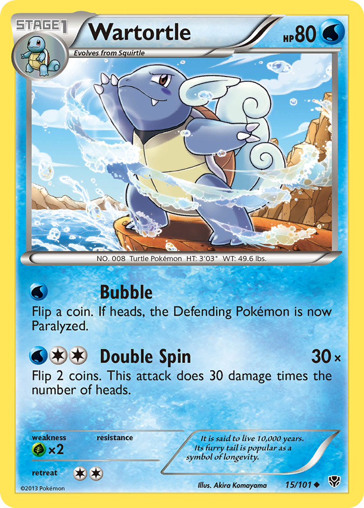 Wartortle 15/101 Pokémon card from Plasma Blast (2013), English Uncommon