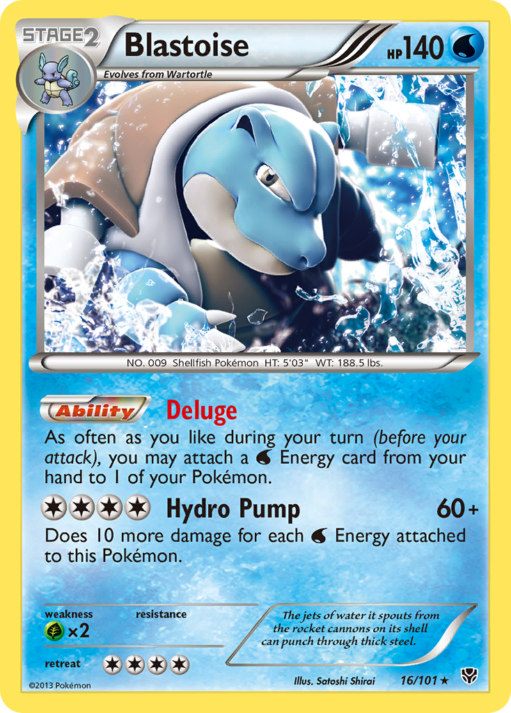 Blastoise 16/101 Pokémon card from Plasma Blast (2013), English Rare Holo