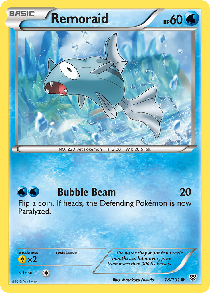 Remoraid 18/101 Pokémon card from Plasma Blast (2013), English Common