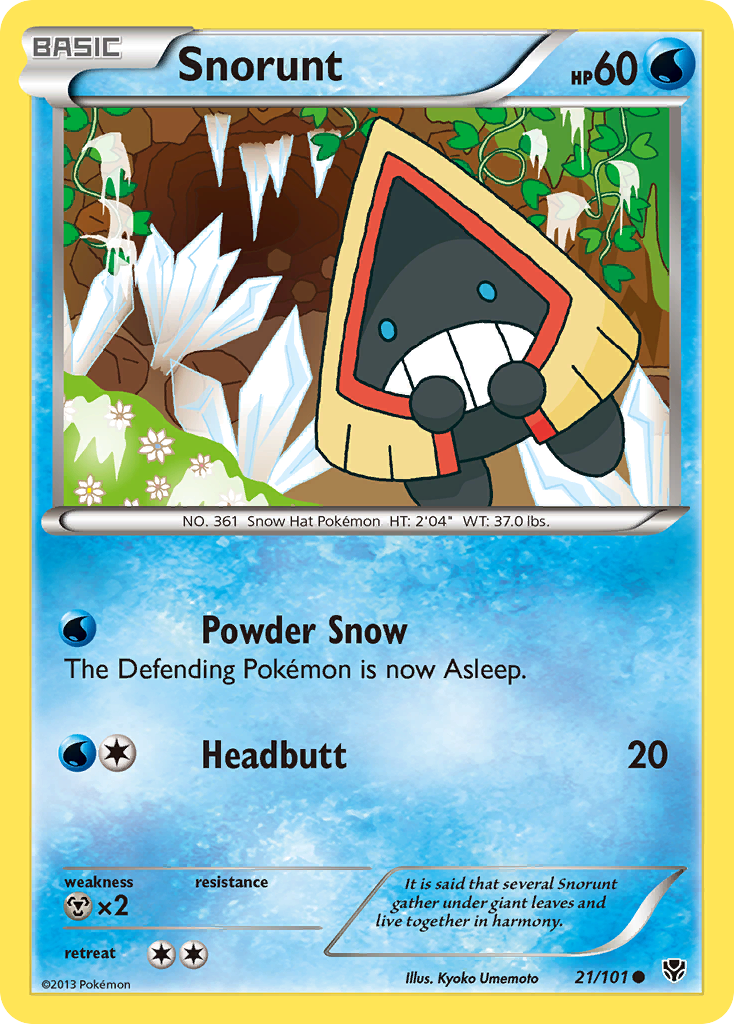 Snorunt 21/101 Pokémon card from Plasma Blast (2013), English Common