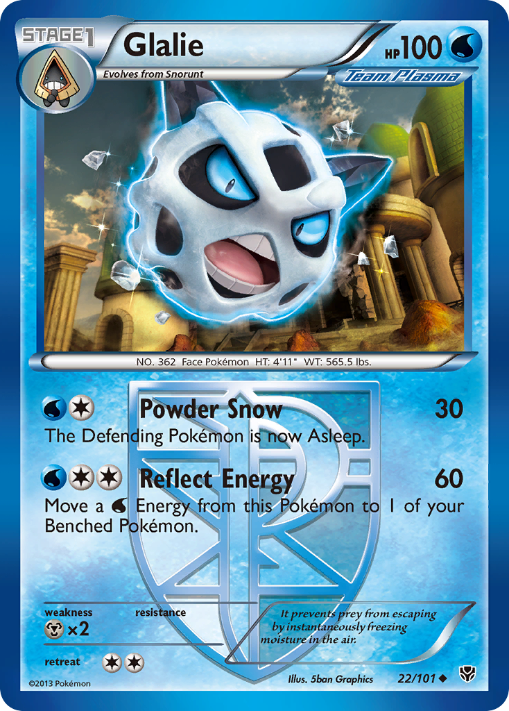 Glalie 22/101 Pokémon card from Plasma Blast (2013), English Uncommon
