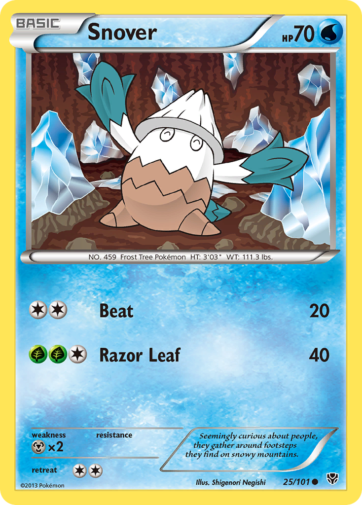 Snover 25/101 Pokémon card from Plasma Blast (2013), English Common