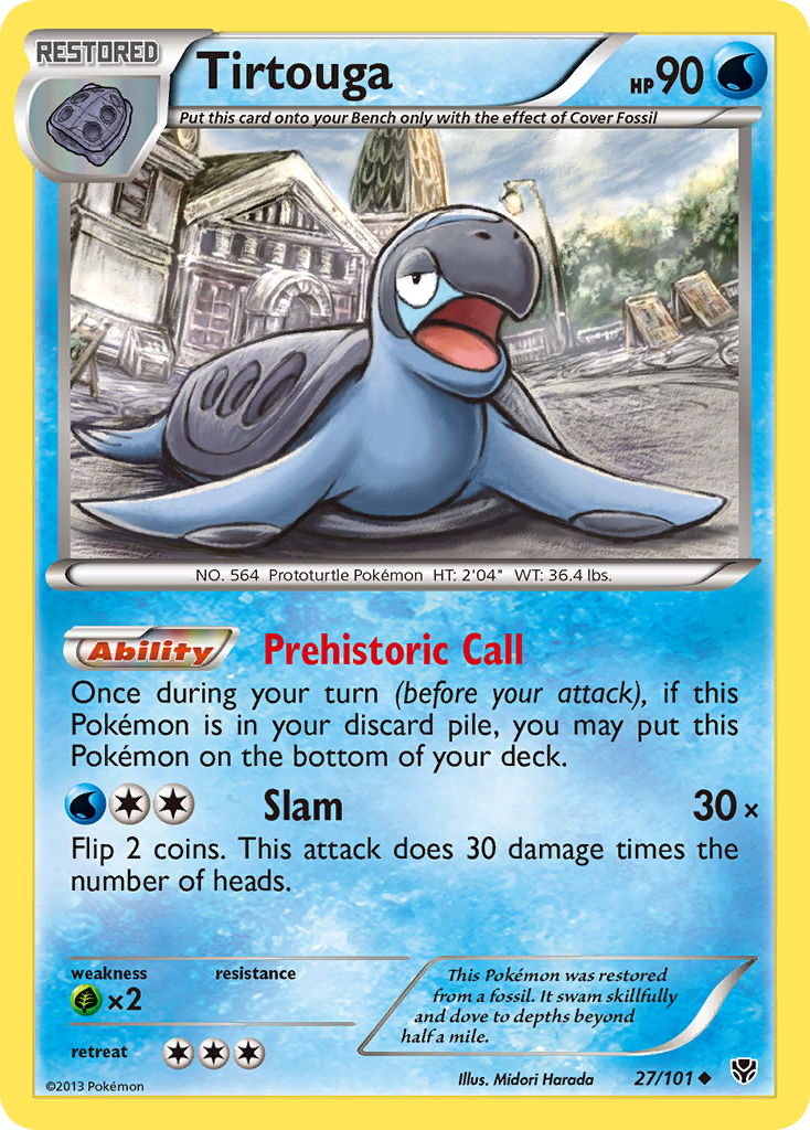 Tirtouga 27/101 Pokémon card from Plasma Blast (2013), English Uncommon