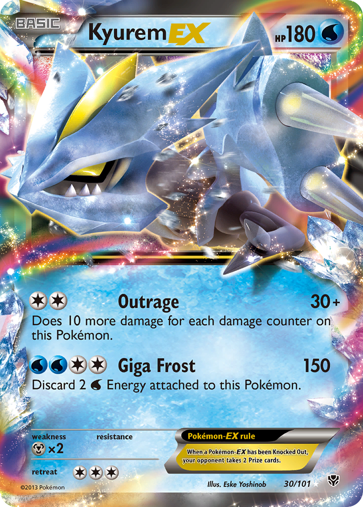 Kyurem-EX 30/101 Pokémon card from Plasma Blast (2013), English Rare Holo EX