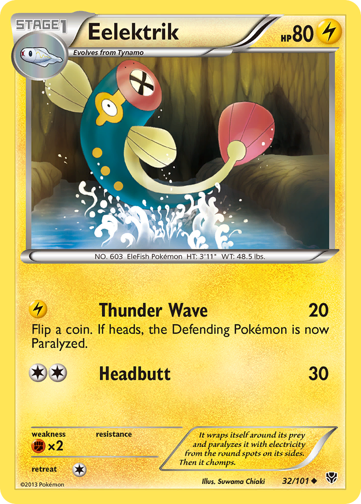 Eelektrik 32/101 Pokémon card from Plasma Blast (2013), English Uncommon