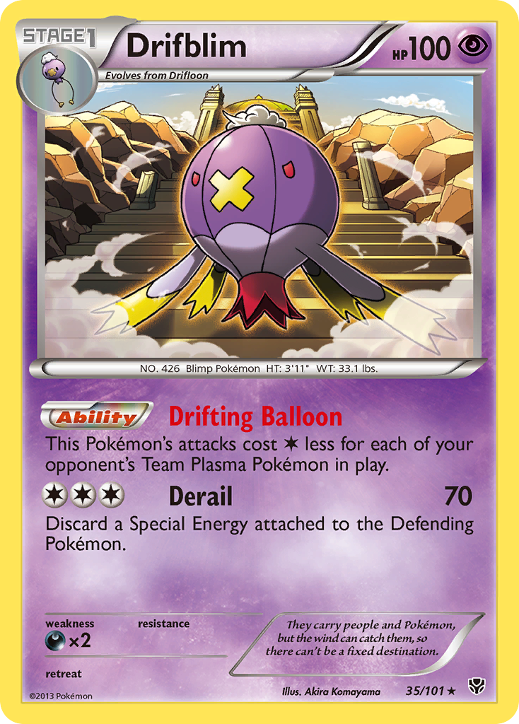 Drifblim 35/101 Pokémon card from Plasma Blast (2013), English Rare
