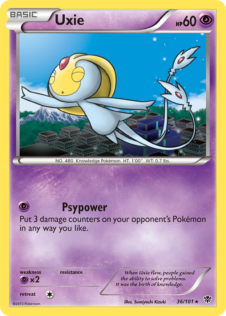 Uxie 36/101 Pokémon card from Plasma Blast (2013), English Rare