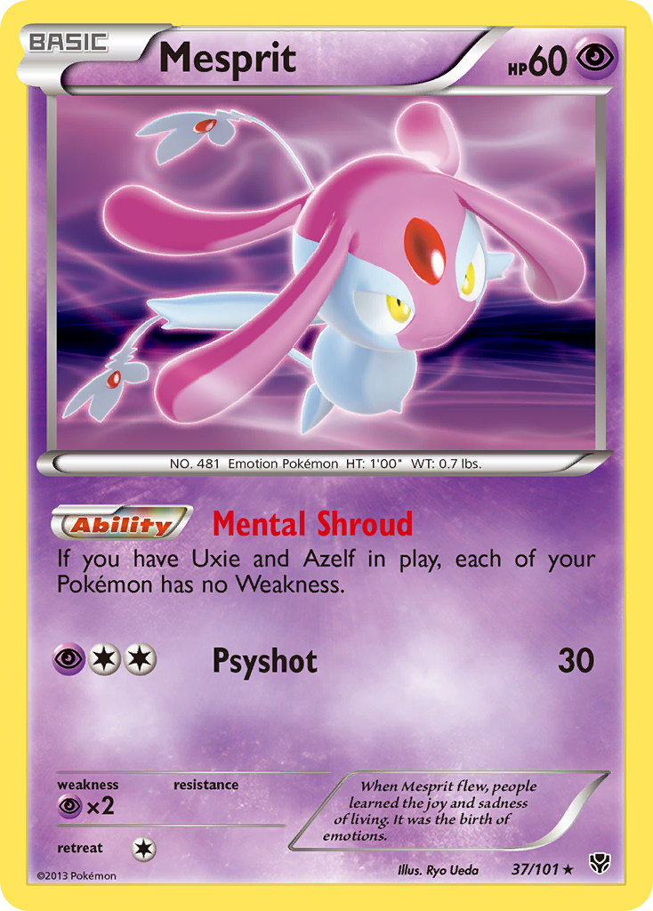 Mesprit 37/101 Pokémon card from Plasma Blast (2013), English Rare Holo