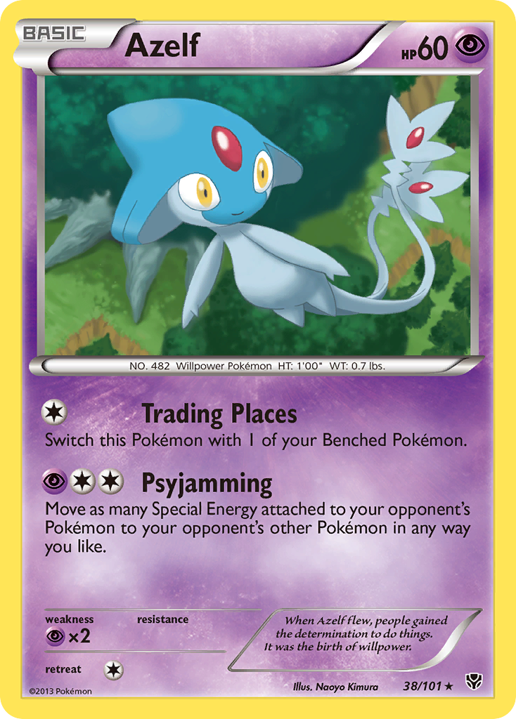 Azelf 38/101 Pokémon card from Plasma Blast (2013), English Rare