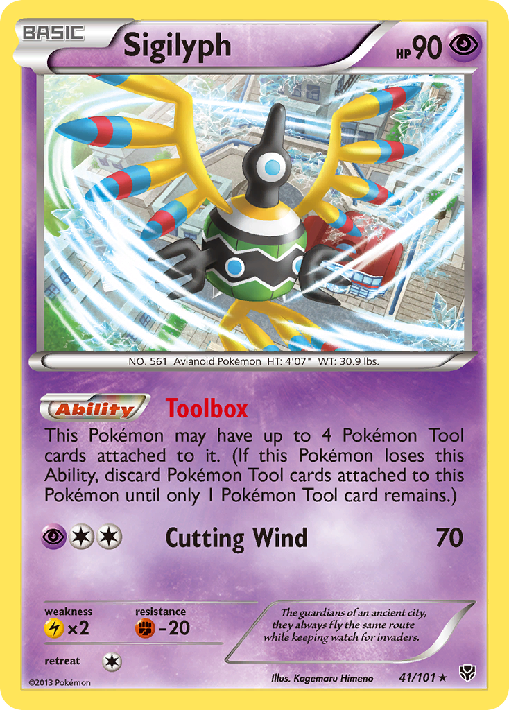 Sigilyph 41/101 Pokémon card from Plasma Blast (2013), English Rare Holo