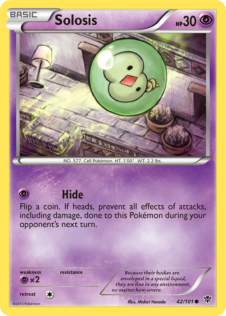 Solosis 42/101 Pokémon card from Plasma Blast (2013), English Common