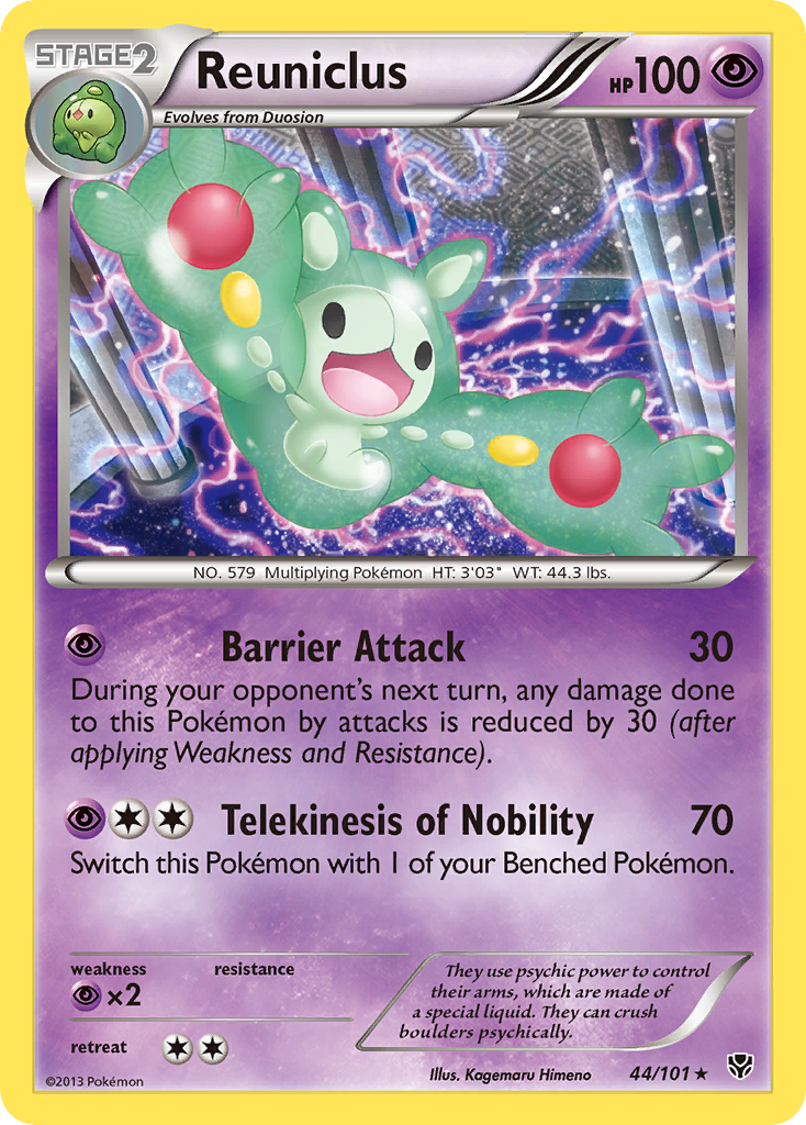 Reuniclus 44/101 Pokémon card from Plasma Blast (2013), English Rare