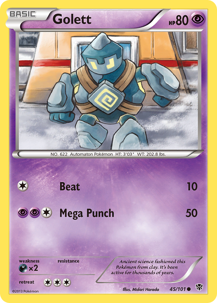 Golett 45/101 Pokémon card from Plasma Blast (2013), English Common